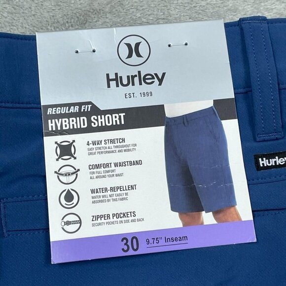 Hurley Mens Regular Fit Hybrid Shorts Size 30 Water-Repellent Stretch Blue a0416 - Picture 4 of 5